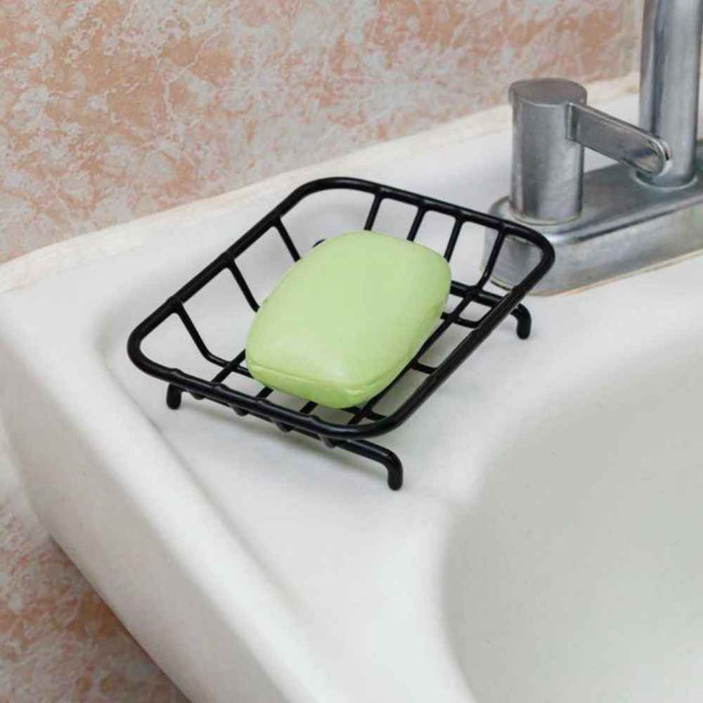 Soporte en color negro para jabón o esponja para lavadero de baño