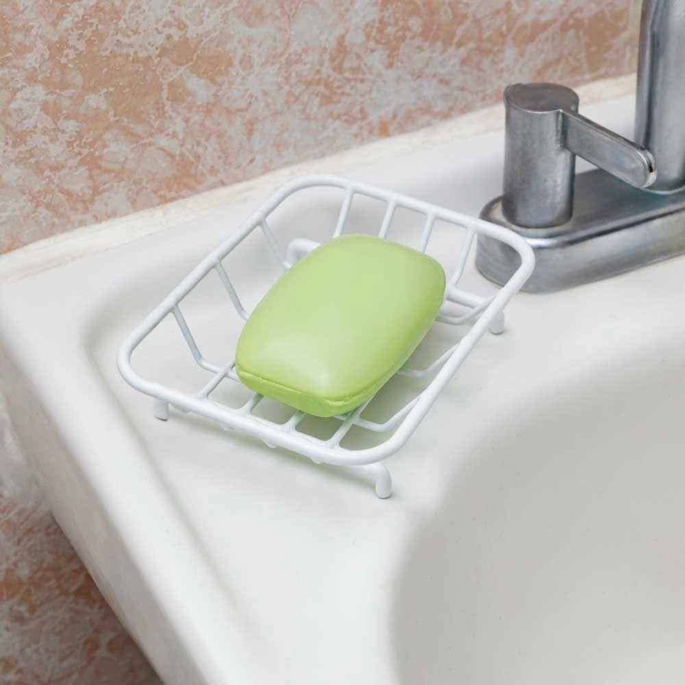 Soporte blanco para jabón o esponja para lavadero de baño