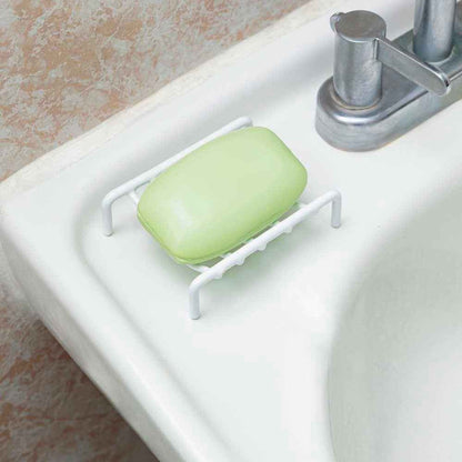 Soporte blanco para jabón o esponja para lavadero de baño