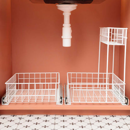 Kit organizador bajo lavadero 001 en color blanco, vacío bajo el lavadero
