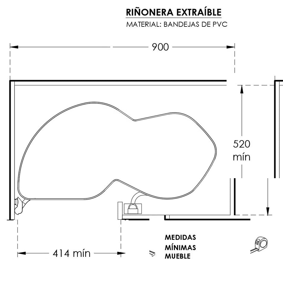 Riñonera esquinera extraíble para cocina