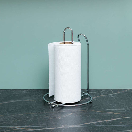 Porta papel toalla con un rollo colocado sobre una encimera
