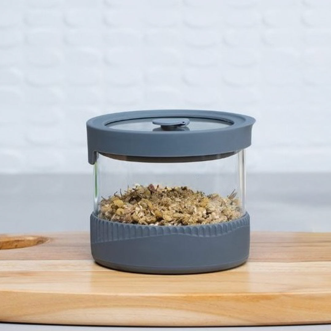 Pote de vidrio con tapa de silicona