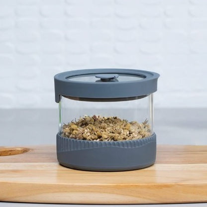 Pote de vidrio con tapa de silicona